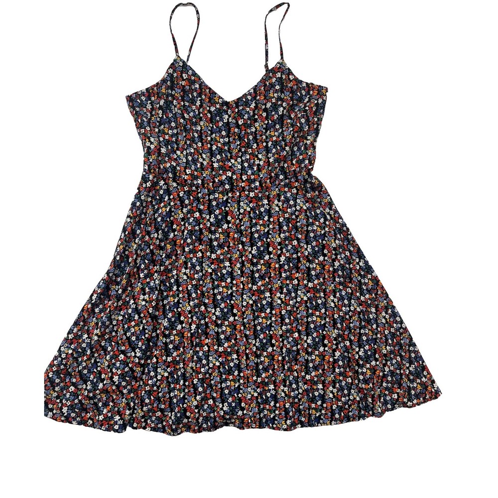 Gap Sundress Women's Sz M Blue Red White Yellow Floral Spaghetti Strap V Neck